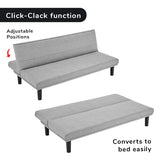NNEDPE Sarantino 3 Seater Futon Modular Linen Sofa Bed Couch - Light Grey