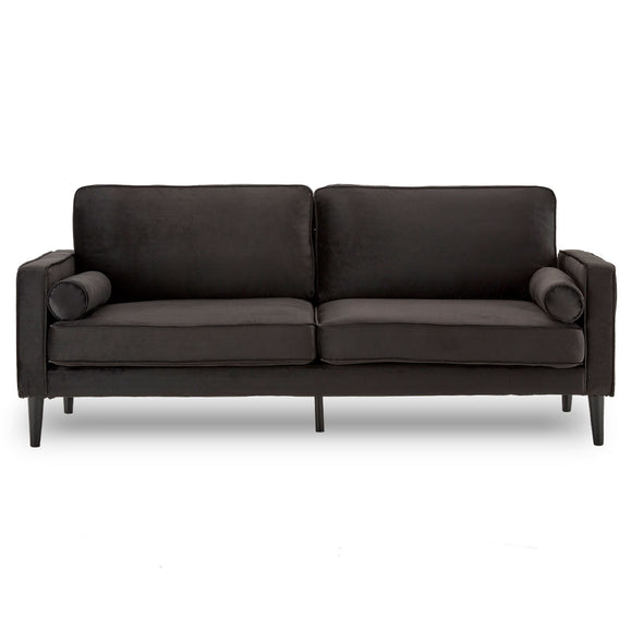 NNEDPE Sarantino Faux Velvet Sofa Bed Couch Furniture Lounge Suite - Black