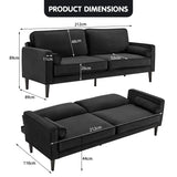 NNEDPE Sarantino Faux Velvet Sofa Bed Couch Furniture Lounge Suite - Black