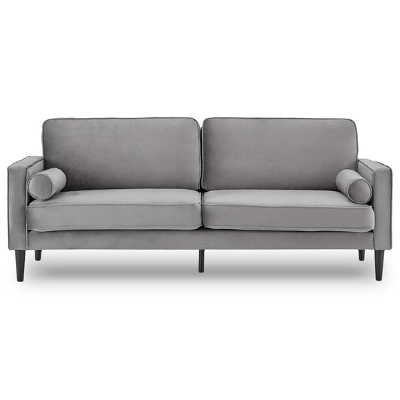 NNEDPE Sarantino Faux Velvet Sofa Bed Couch Furniture Lounge Suite Seat Grey