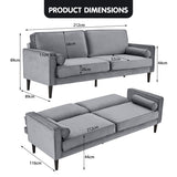 NNEDPE Sarantino Faux Velvet Sofa Bed Couch Furniture Lounge Suite Seat Grey