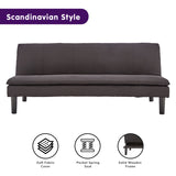 NNEDPE Sarantino 3 Seater Modular Faux Linen Fabric Sofa Bed Couch - Black