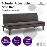 NNEDPE Sarantino 3 Seater Modular Faux Linen Fabric Sofa Bed Couch - Black