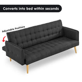 NNEDPE Sarantino 3 Seater Modular Linen Fabric Sofa Bed Couch - Black