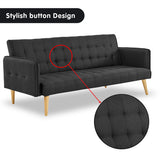 NNEDPE Sarantino 3 Seater Modular Linen Fabric Sofa Bed Couch - Black
