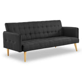 NNEDPE Sarantino 3 Seater Modular Linen Fabric Sofa Bed Couch - Black