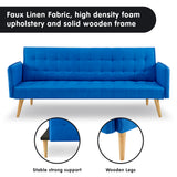 NNEDPE Sarantino 3 Seater Modular Linen Fabric Sofa Bed Couch Armrest - Blue
