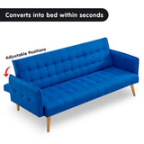 NNEDPE Sarantino 3 Seater Modular Linen Fabric Sofa Bed Couch Armrest - Blue