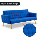 NNEDPE Sarantino 3 Seater Modular Linen Fabric Sofa Bed Couch Armrest - Blue
