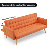 NNEDPE Sarantino 3 Seater Modular Linen Fabric Sofa Bed Couch Armrest Orange