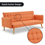 NNEDPE Sarantino 3 Seater Modular Linen Fabric Sofa Bed Couch Armrest Orange