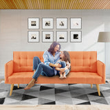 NNEDPE Sarantino 3 Seater Modular Linen Fabric Sofa Bed Couch Armrest Orange