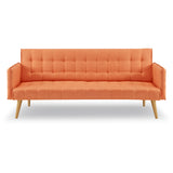 NNEDPE Sarantino 3 Seater Modular Linen Fabric Sofa Bed Couch Armrest Orange