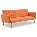 NNEDPE Sarantino 3 Seater Modular Linen Fabric Sofa Bed Couch Armrest Orange
