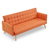 NNEDPE Sarantino 3 Seater Modular Linen Fabric Sofa Bed Couch Armrest Orange