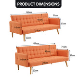 NNEDPE Sarantino 3 Seater Modular Linen Fabric Sofa Bed Couch Armrest Orange