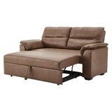 NNEDPE Sarantino Distressed Fabric Sofa Bed Couch Lounge - Brown