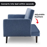 NNEDPE Sarantino Tufted Faux Linen 3-Seater Sofa Bed with Armrests - Blue