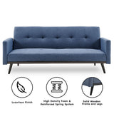 NNEDPE Sarantino Tufted Faux Linen 3-Seater Sofa Bed with Armrests - Blue