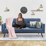 NNEDPE Sarantino Tufted Faux Linen 3-Seater Sofa Bed with Armrests - Blue