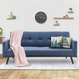NNEDPE Sarantino Tufted Faux Linen 3-Seater Sofa Bed with Armrests - Blue