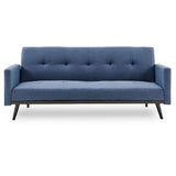 NNEDPE Sarantino Tufted Faux Linen 3-Seater Sofa Bed with Armrests - Blue