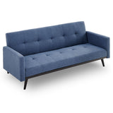 NNEDPE Sarantino Tufted Faux Linen 3-Seater Sofa Bed with Armrests - Blue