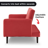 NNEDPE Sarantino Tufted Faux Linen 3-Seater Sofa Bed with Armrests - Red