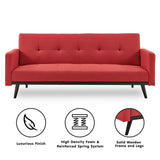 NNEDPE Sarantino Tufted Faux Linen 3-Seater Sofa Bed with Armrests - Red
