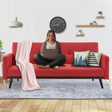 NNEDPE Sarantino Tufted Faux Linen 3-Seater Sofa Bed with Armrests - Red
