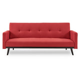 NNEDPE Sarantino Tufted Faux Linen 3-Seater Sofa Bed with Armrests - Red