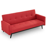 NNEDPE Sarantino Tufted Faux Linen 3-Seater Sofa Bed with Armrests - Red