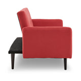 NNEDPE Sarantino Tufted Faux Linen 3-Seater Sofa Bed with Armrests - Red