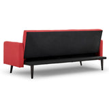 NNEDPE Sarantino Tufted Faux Linen 3-Seater Sofa Bed with Armrests - Red