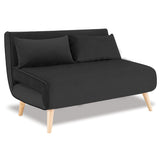 NNEDPE Sarantino 2-Seater Adjustable Sofa Bed Lounge Faux Velvet - Black