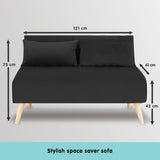 NNEDPE Sarantino 2-Seater Adjustable Sofa Bed Lounge Faux Velvet - Black