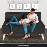 NNEDPE Sarantino 2-Seater Adjustable Sofa Bed Lounge Faux Velvet - Black