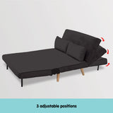 NNEDPE Sarantino 2-Seater Adjustable Sofa Bed Lounge Faux Velvet - Black