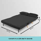 NNEDPE Sarantino 2-Seater Adjustable Sofa Bed Lounge Faux Velvet - Black