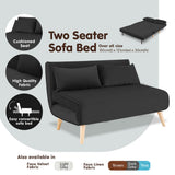 NNEDPE Sarantino 2-Seater Adjustable Sofa Bed Lounge Faux Velvet - Black
