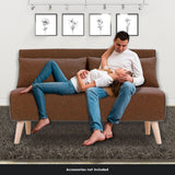 NNEDPE Sarantino 2-Seater Adjustable Sofa Bed Lounge Faux Linen - Brown