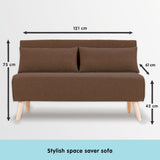 NNEDPE Sarantino 2-Seater Adjustable Sofa Bed Lounge Faux Linen - Brown