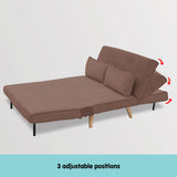 NNEDPE Sarantino 2-Seater Adjustable Sofa Bed Lounge Faux Linen - Brown