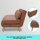 NNEDPE Sarantino 2-Seater Adjustable Sofa Bed Lounge Faux Linen - Brown