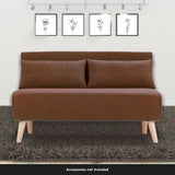 NNEDPE Sarantino 2-Seater Adjustable Sofa Bed Lounge Faux Linen - Brown