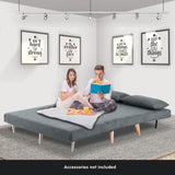 NNEDPE Sarantino 2-Seater Adjustable Sofa Bed Lounge Faux Linen - Dark Grey