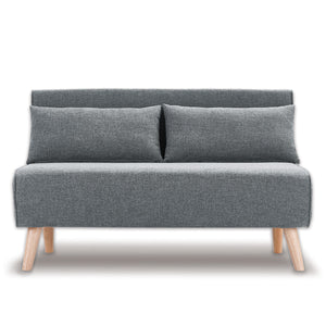 NNEDPE Sarantino 2-Seater Adjustable Sofa Bed Lounge Faux Linen - Dark Grey