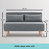 NNEDPE Sarantino 2-Seater Adjustable Sofa Bed Lounge Faux Linen - Dark Grey