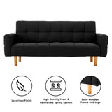 NNEDPE Sarantino 3-Seater Fabric Sofa Bed Futon - Black