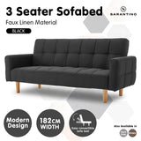 NNEDPE Sarantino 3-Seater Fabric Sofa Bed Futon - Black